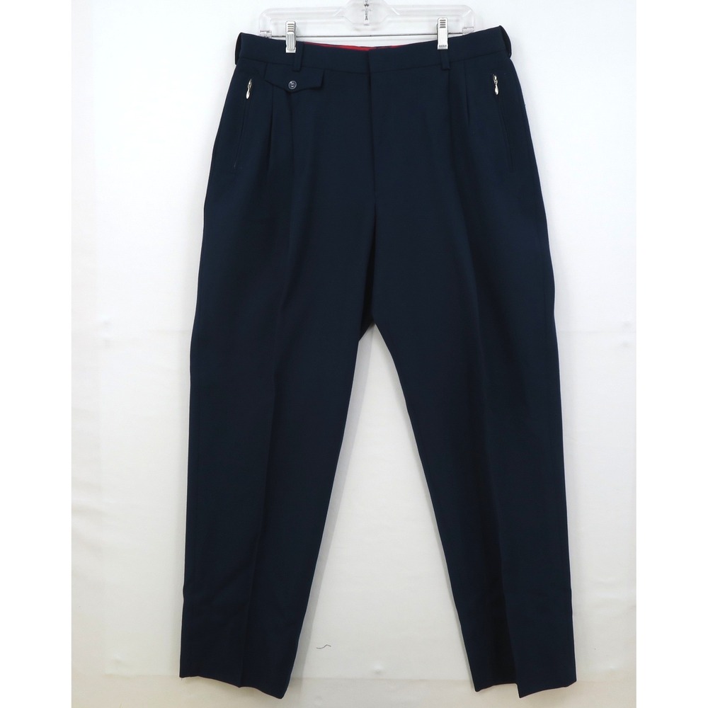 Roots 2002 US Olympic Team Mens 34 Navy Blue Wool Blend Dress Pants Trousers